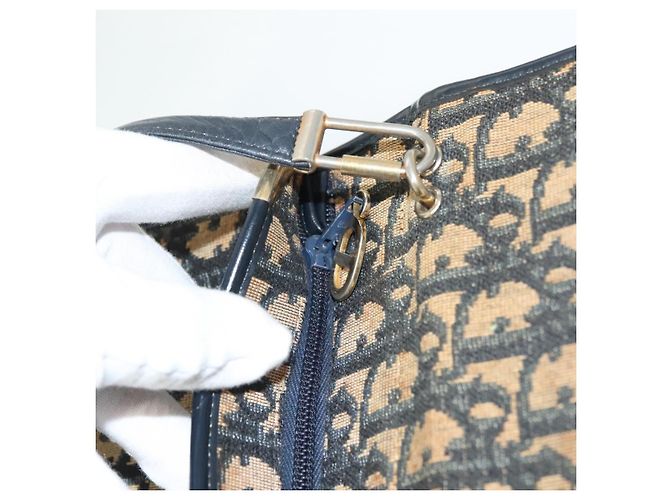 Borsa a spalla in tela Trotter Christian Dior blu navy oro Auth BA2763 D'oro - vista 19