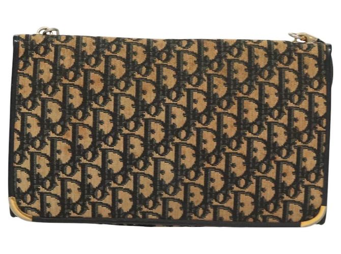 Borsa a spalla in tela Trotter Christian Dior blu navy oro Auth BA2763 D'oro - vista 2