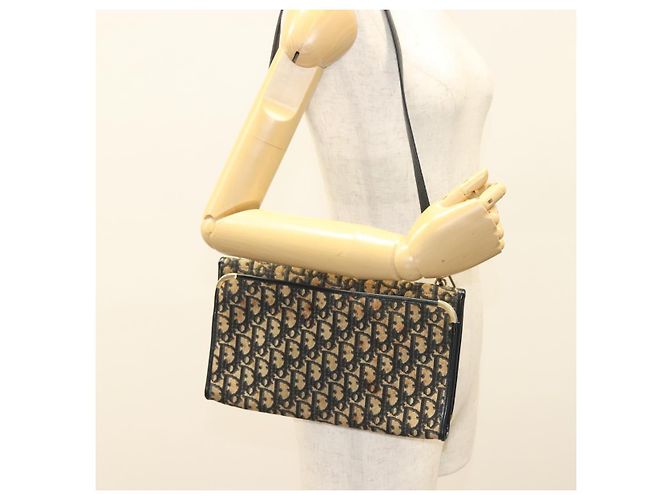 Borsa a spalla in tela Trotter Christian Dior blu navy oro Auth BA2763 D'oro - vista 21