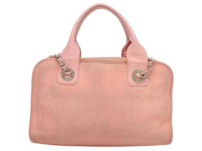 CHANEL Borsa a Mano in Tela e Pelle 2 in 1 Rosa Argento CC Auth BA2930 - vista 2