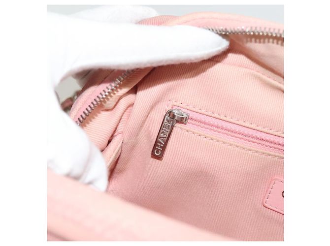CHANEL Borsa a Mano in Tela e Pelle 2 in 1 Rosa Argento CC Auth BA2930 - vista 21