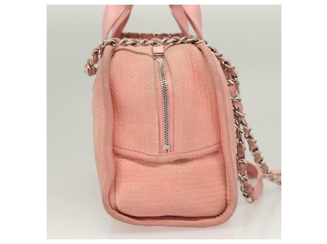 CHANEL Borsa a Mano in Tela e Pelle 2 in 1 Rosa Argento CC Auth BA2930 - vista 4