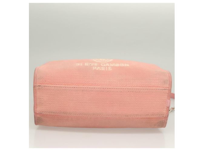 CHANEL Borsa a Mano in Tela e Pelle 2 in 1 Rosa Argento CC Auth BA2930 - vista 5