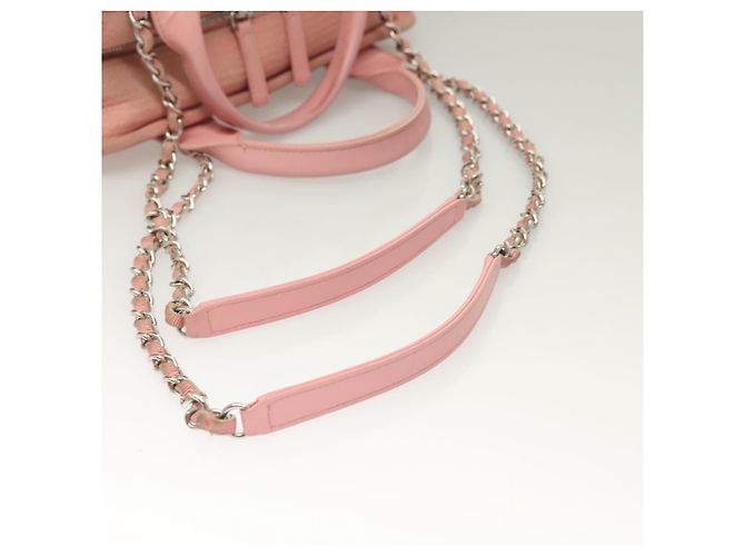 CHANEL Borsa a Mano in Tela e Pelle 2 in 1 Rosa Argento CC Auth BA2930 - vista 9