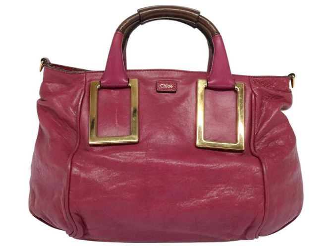 Chloé Etel Borsa a Mano in Pelle 2 vie Rosa Oro Auth BA2946 D'oro - vista 13