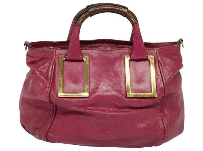Chloé Etel Borsa a Mano in Pelle 2 vie Rosa Oro Auth BA2946 D'oro - vista 2