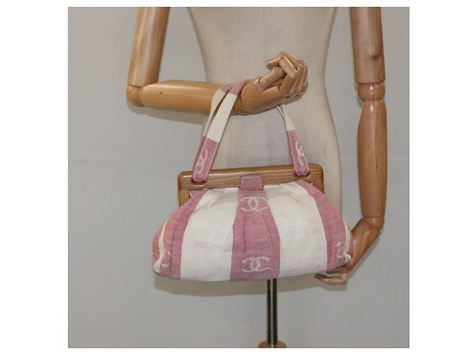 CHANEL Borsa a mano in tela beige oro CC Auth 122428V D'oro - vista 22