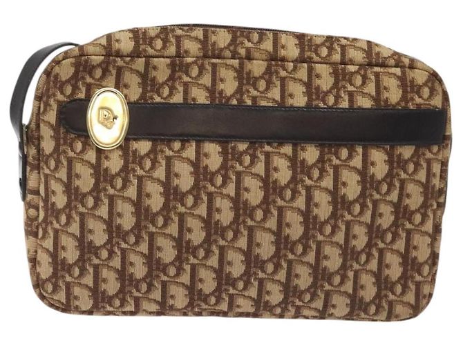 Borsa a spalla in tela Trotter Christian Dior marrone oro Auth BA2808 D'oro - vista 13