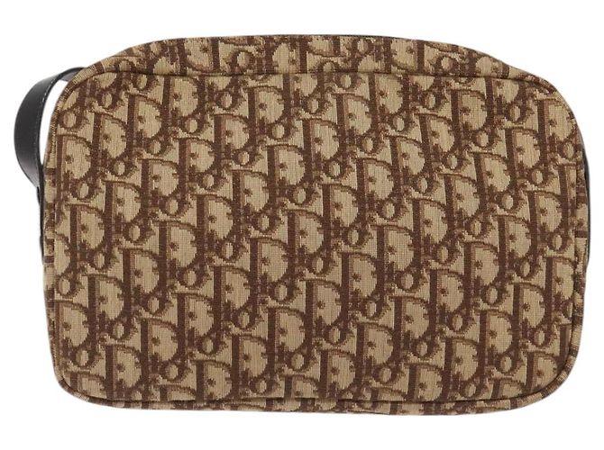 Borsa a spalla in tela Trotter Christian Dior marrone oro Auth BA2808 D'oro - vista 2
