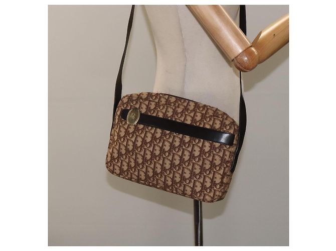 Borsa a spalla in tela Trotter Christian Dior marrone oro Auth BA2808 D'oro - vista 20