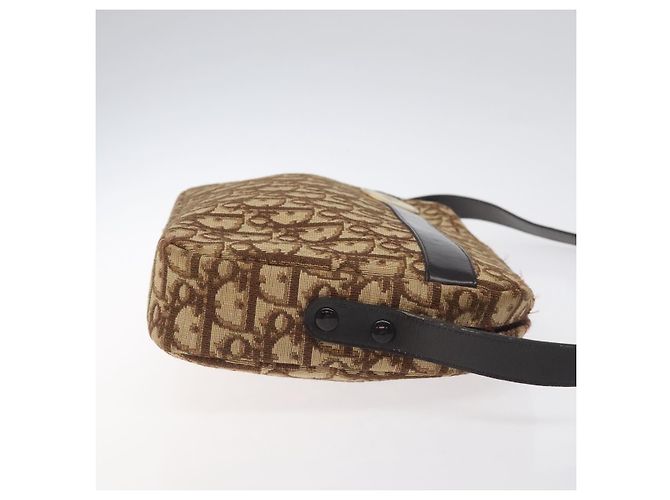 Borsa a spalla in tela Trotter Christian Dior marrone oro Auth BA2808 D'oro - vista 3