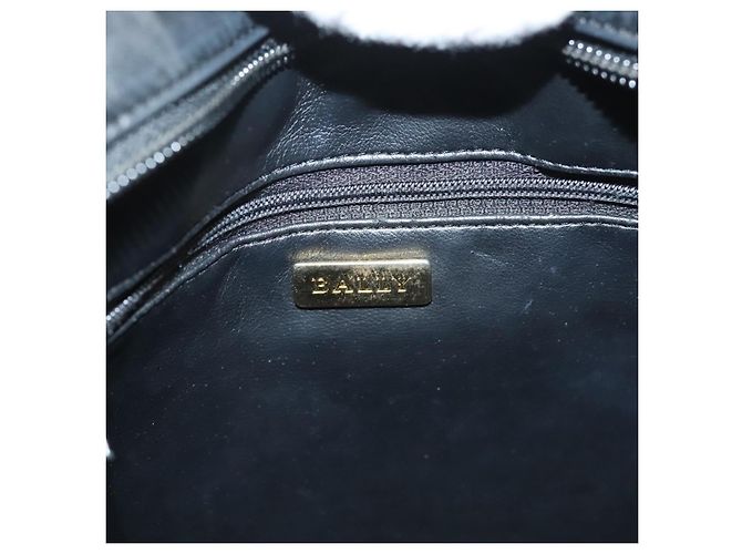 Bolsa de ombro BALLY em couro preto e dourado Auth th6147 - vista 11