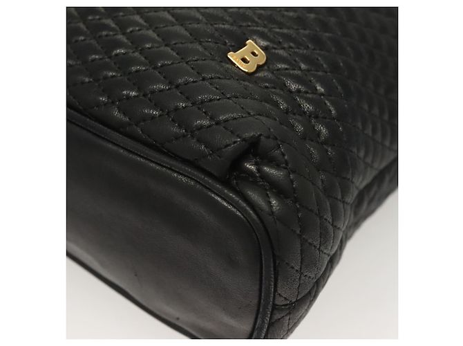 Bolsa de ombro BALLY em couro preto e dourado Auth th6147 - vista 14