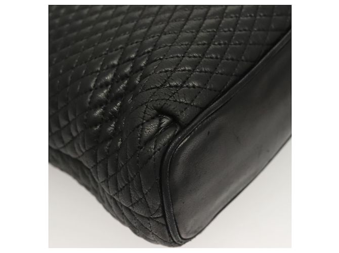 Bolsa de ombro BALLY em couro preto e dourado Auth th6147 - vista 15
