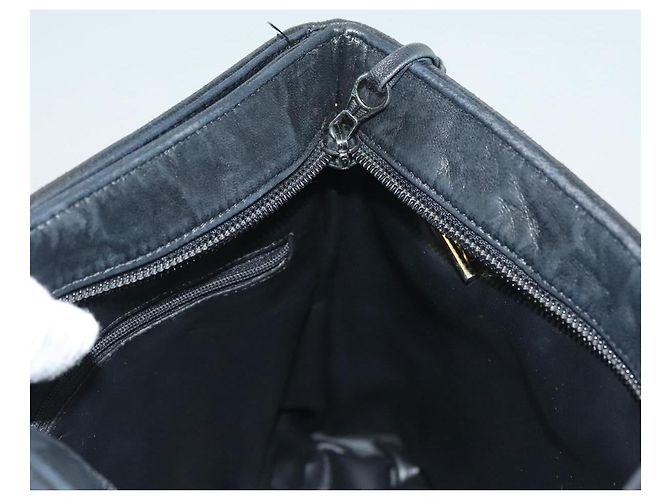 Bolsa de ombro BALLY em couro preto e dourado Auth th6147 - vista 18