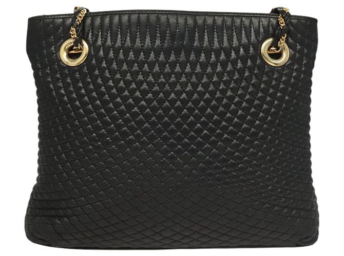 Bolsa de ombro BALLY em couro preto e dourado Auth th6147 - vista 2