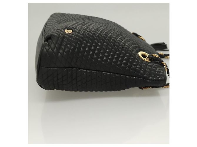 Bolsa de ombro BALLY em couro preto e dourado Auth th6147 - vista 3