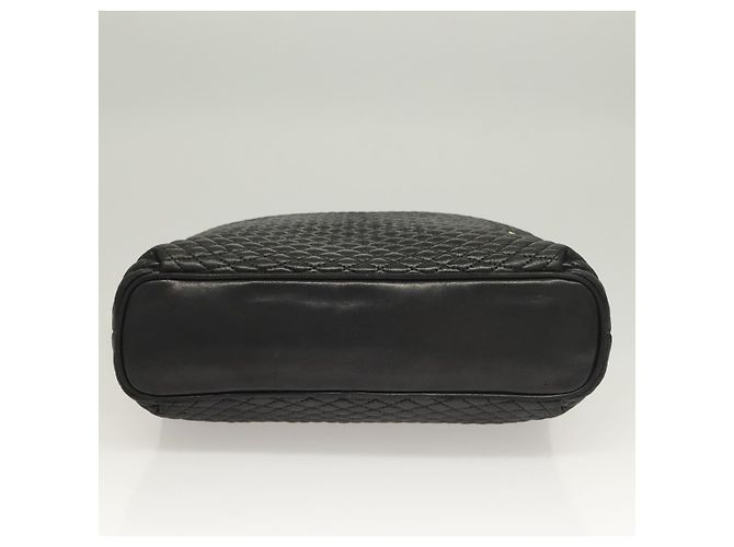 Bolsa de ombro BALLY em couro preto e dourado Auth th6147 - vista 5