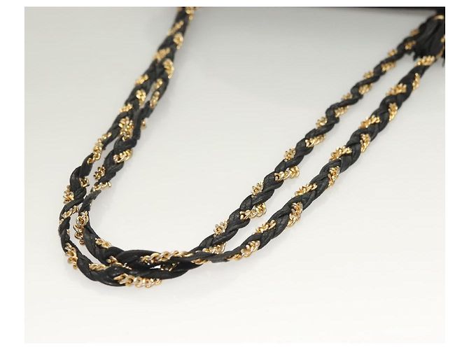 Bolsa de ombro BALLY em couro preto e dourado Auth th6147 - vista 7