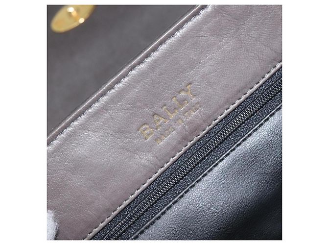 Borsa a mano BALLY in pelle grigia dorata Auth BA2912 Marrone D'oro - vista 11