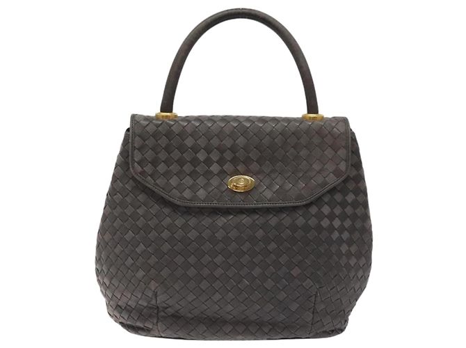 Borsa a mano BALLY in pelle grigia dorata Auth BA2912 Marrone D'oro - vista 13