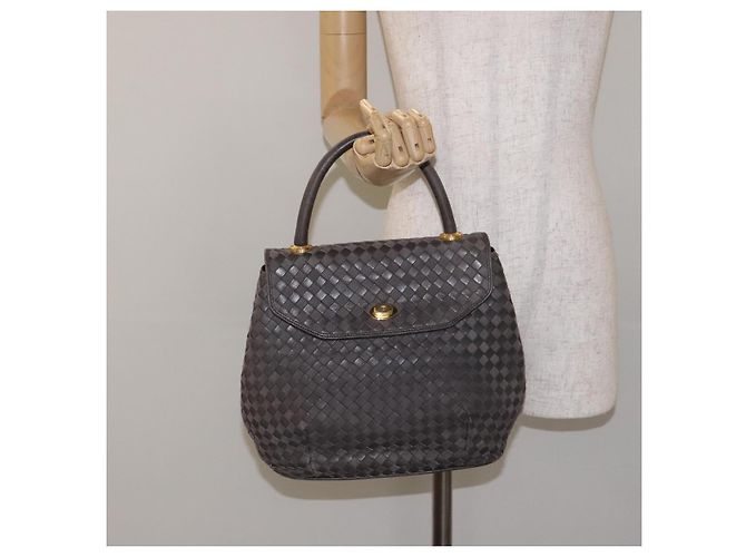 Borsa a mano BALLY in pelle grigia dorata Auth BA2912 Marrone D'oro - vista 21