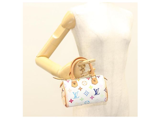 LOUIS VUITTON Bolsa Mini Speedy Monograma Multicolor Branco M92645 LV Auth 126502V - view 23