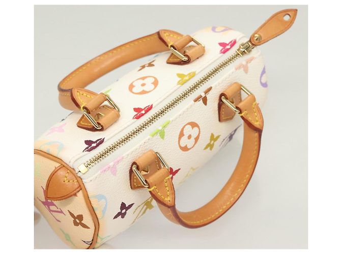 LOUIS VUITTON Bolsa Mini Speedy Monograma Multicolor Branco M92645 LV Auth 126502V - view 6