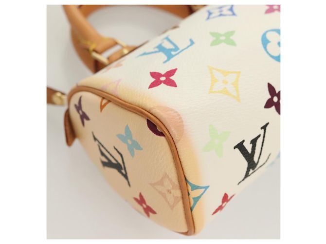 LOUIS VUITTON Bolsa Mini Speedy Monograma Multicolor Branco M92645 LV Auth 126502V - view 8