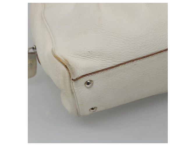 Borsa a Spalla Gancini in Pelle Bianca Argento Auth BA3224 di Salvatore Ferragamo Bianco - vista 14
