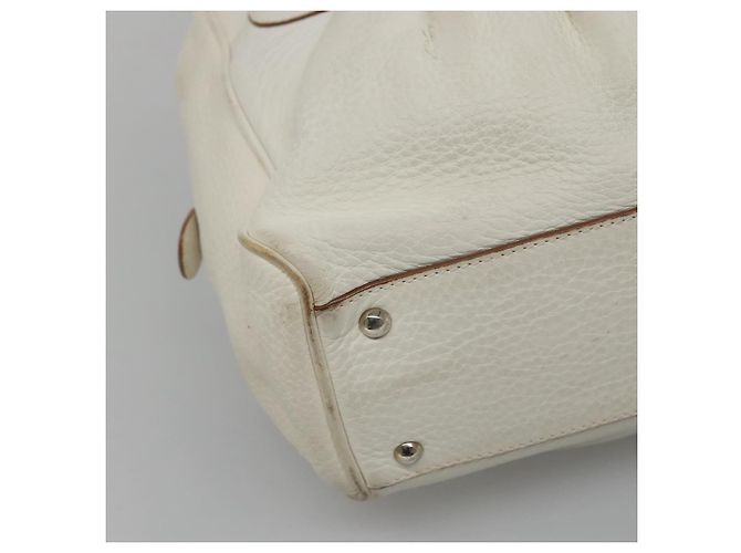 Borsa a Spalla Gancini in Pelle Bianca Argento Auth BA3224 di Salvatore Ferragamo Bianco - vista 16
