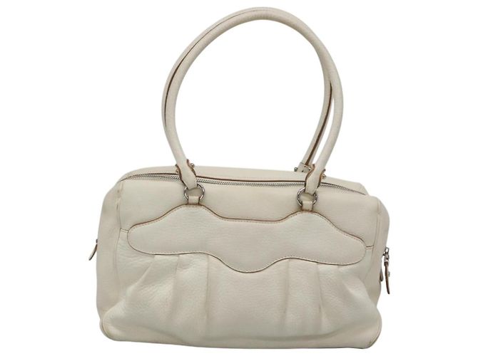 Borsa a Spalla Gancini in Pelle Bianca Argento Auth BA3224 di Salvatore Ferragamo Bianco - vista 2