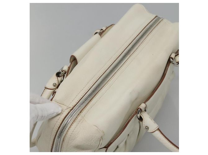 Borsa a Spalla Gancini in Pelle Bianca Argento Auth BA3224 di Salvatore Ferragamo Bianco - vista 6