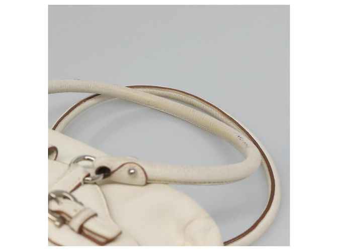 Borsa a Spalla Gancini in Pelle Bianca Argento Auth BA3224 di Salvatore Ferragamo Bianco - vista 8