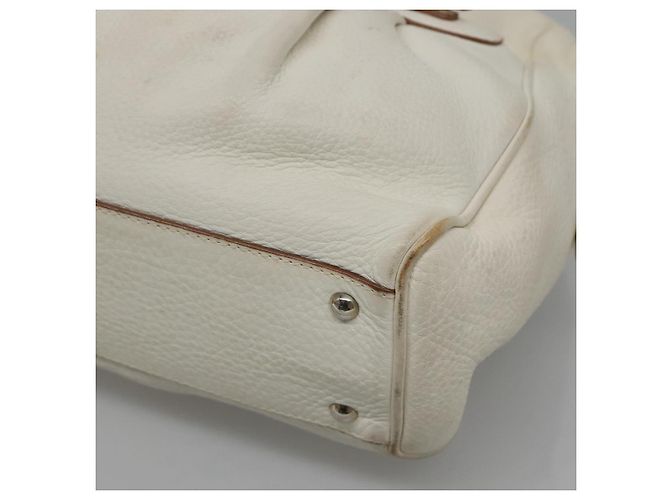 Borsa a Spalla Gancini in Pelle Bianca Argento Auth BA3224 di Salvatore Ferragamo Bianco - vista 9