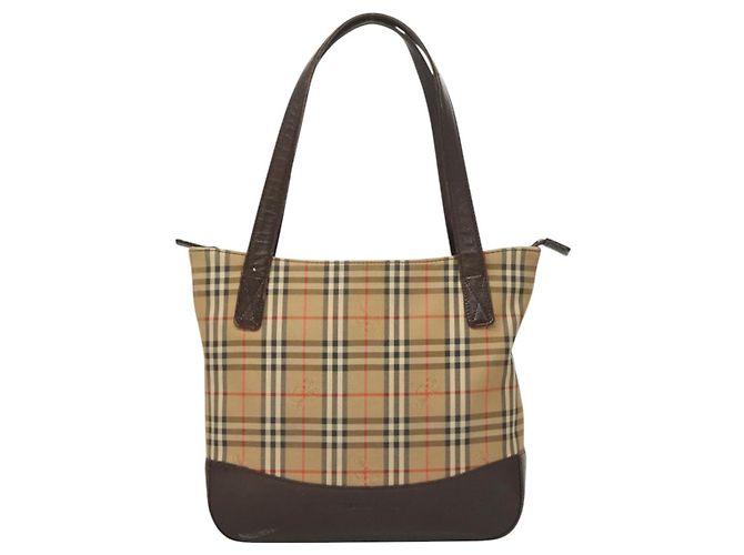 BURBERRY Nova Check Tote Bag Canvas Beige Silber Auth BA2880 - Ansicht 13