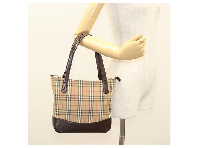 BURBERRY Nova Check Tote Bag Canvas Beige Silber Auth BA2880 - Ansicht 21