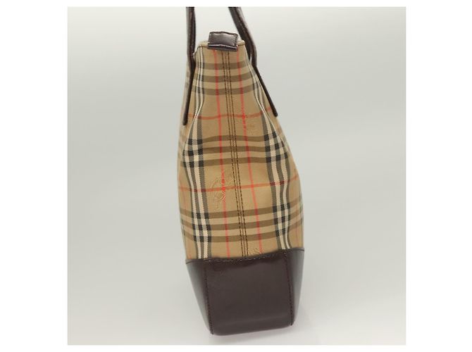 BURBERRY Nova Check Tote Bag Canvas Beige Silber Auth BA2880 - Ansicht 3