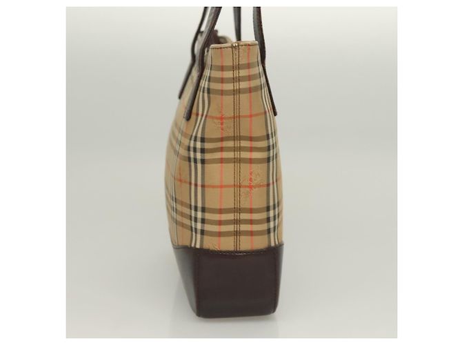 BURBERRY Nova Check Tote Bag Canvas Beige Silber Auth BA2880 - Ansicht 4