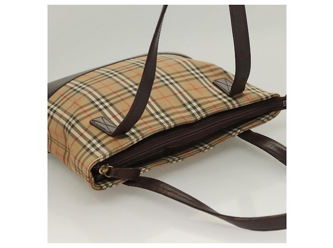 BURBERRY Nova Check Tote Bag Canvas Beige Silber Auth BA2880 - Ansicht 6
