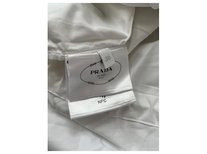 Vestido Prada de algodón blanco con capucha - vista 12