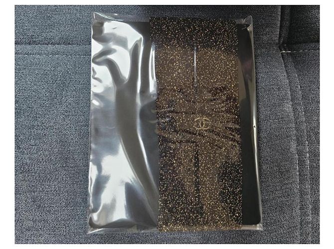Collant Chanel in nylon nero e oro D'oro - vista 2