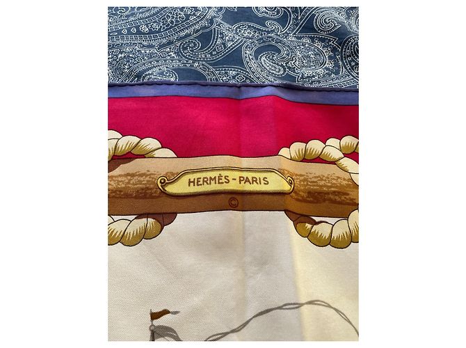 Sciarpa Hermès Tribord in seta 90x90 Multicolore - vista 3