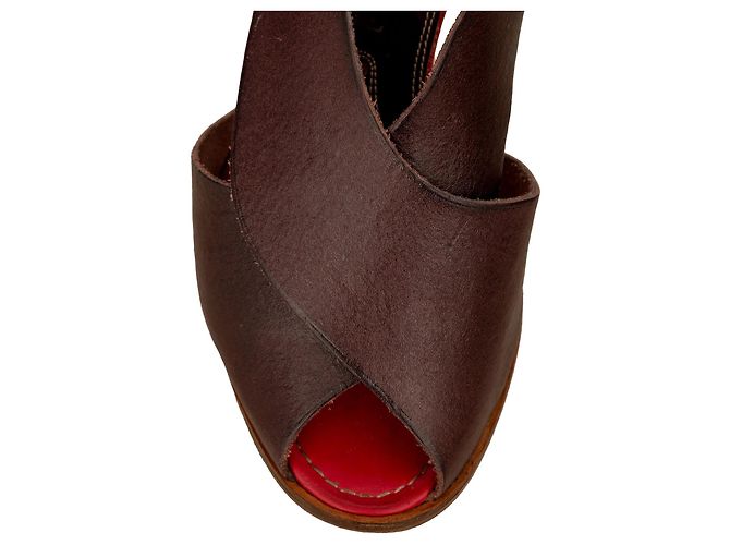 Sandali in pelle marrone con punta aperta Vivienne Westwood - vista 11
