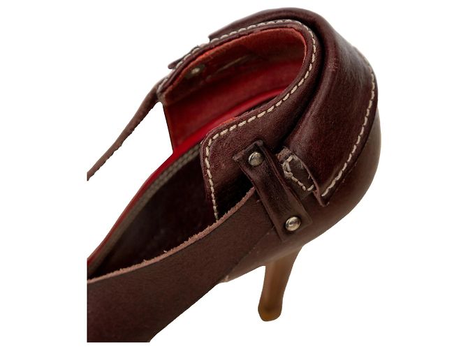 Sandali in pelle marrone con punta aperta Vivienne Westwood - vista 12