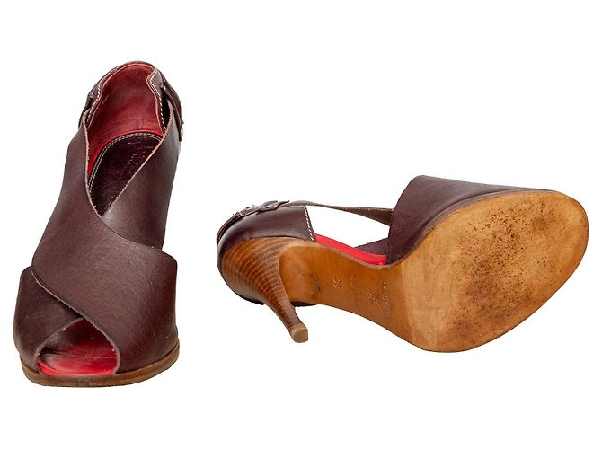 Sandali in pelle marrone con punta aperta Vivienne Westwood - vista 14