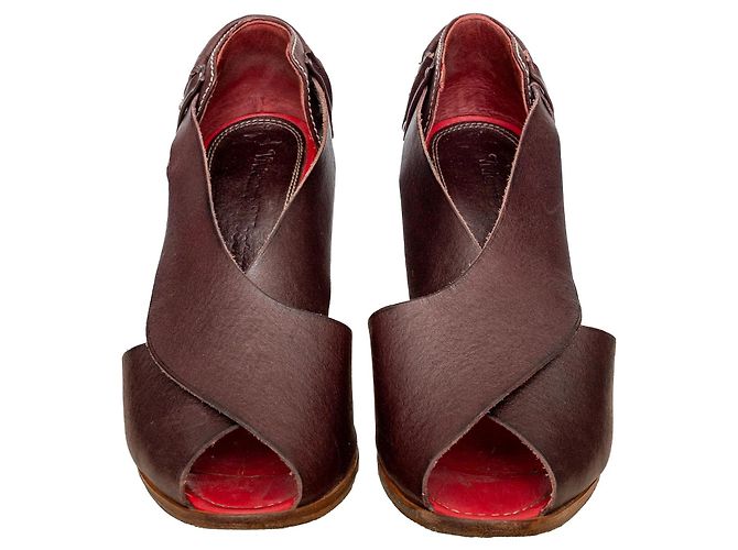 Sandali in pelle marrone con punta aperta Vivienne Westwood - vista 3
