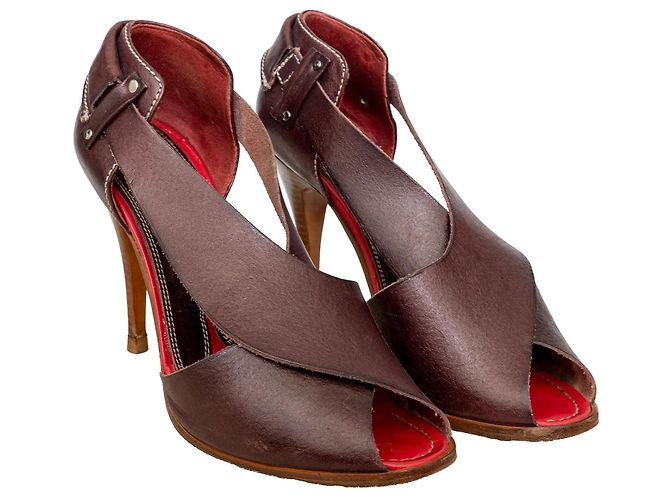 Sandali in pelle marrone con punta aperta Vivienne Westwood - vista 4