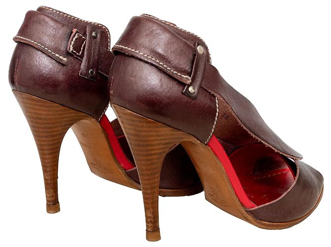 Sandali in pelle marrone con punta aperta Vivienne Westwood - vista 5