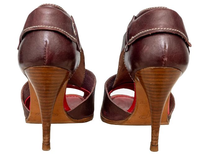 Sandali in pelle marrone con punta aperta Vivienne Westwood - vista 7